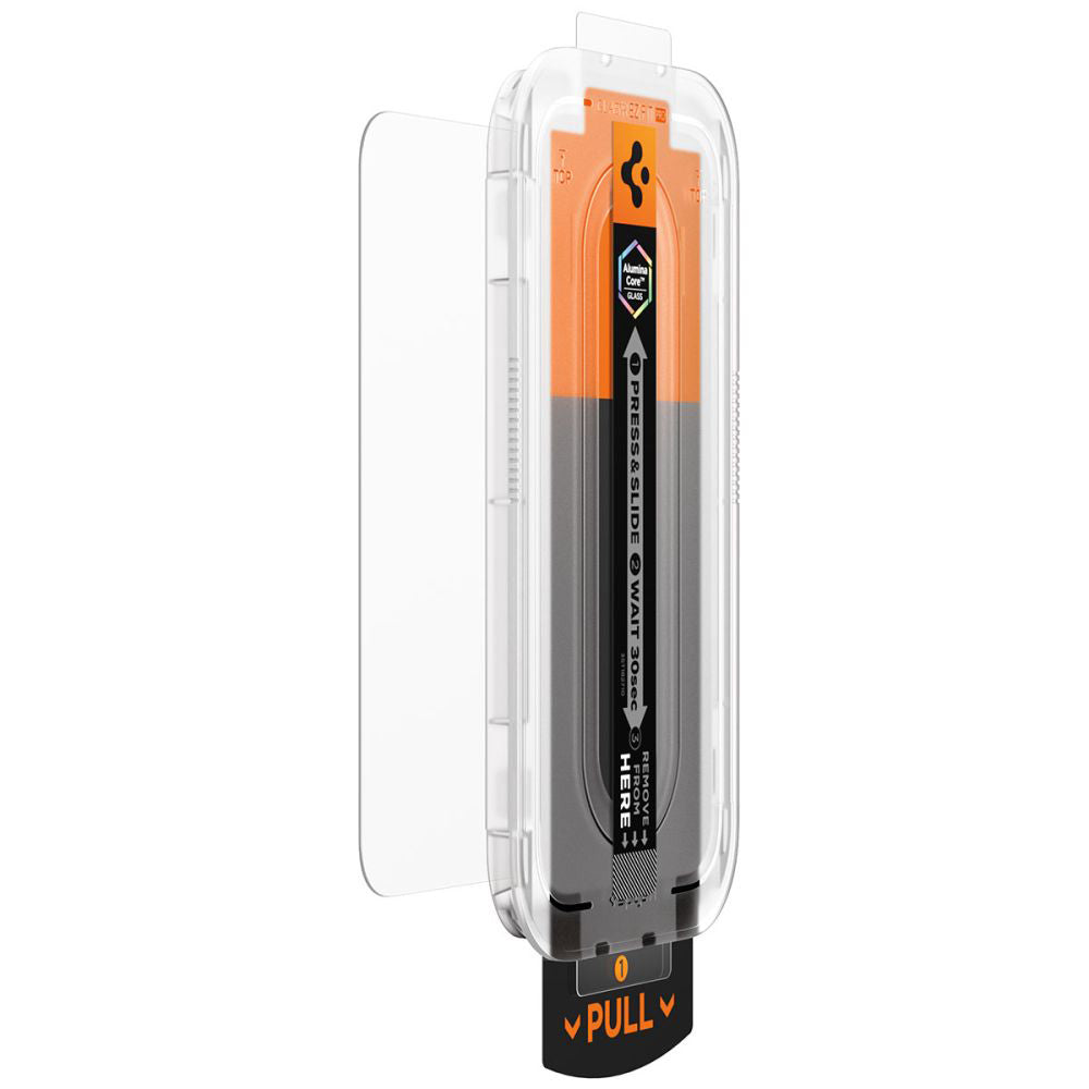 Displayschutzfolie Privacy Spigen GlastR EZ FIT Pro für Apple iPhone 17 Pro / 17 / 16 Pro, Gehärtetes Glas, Vollverklebung AGL10098