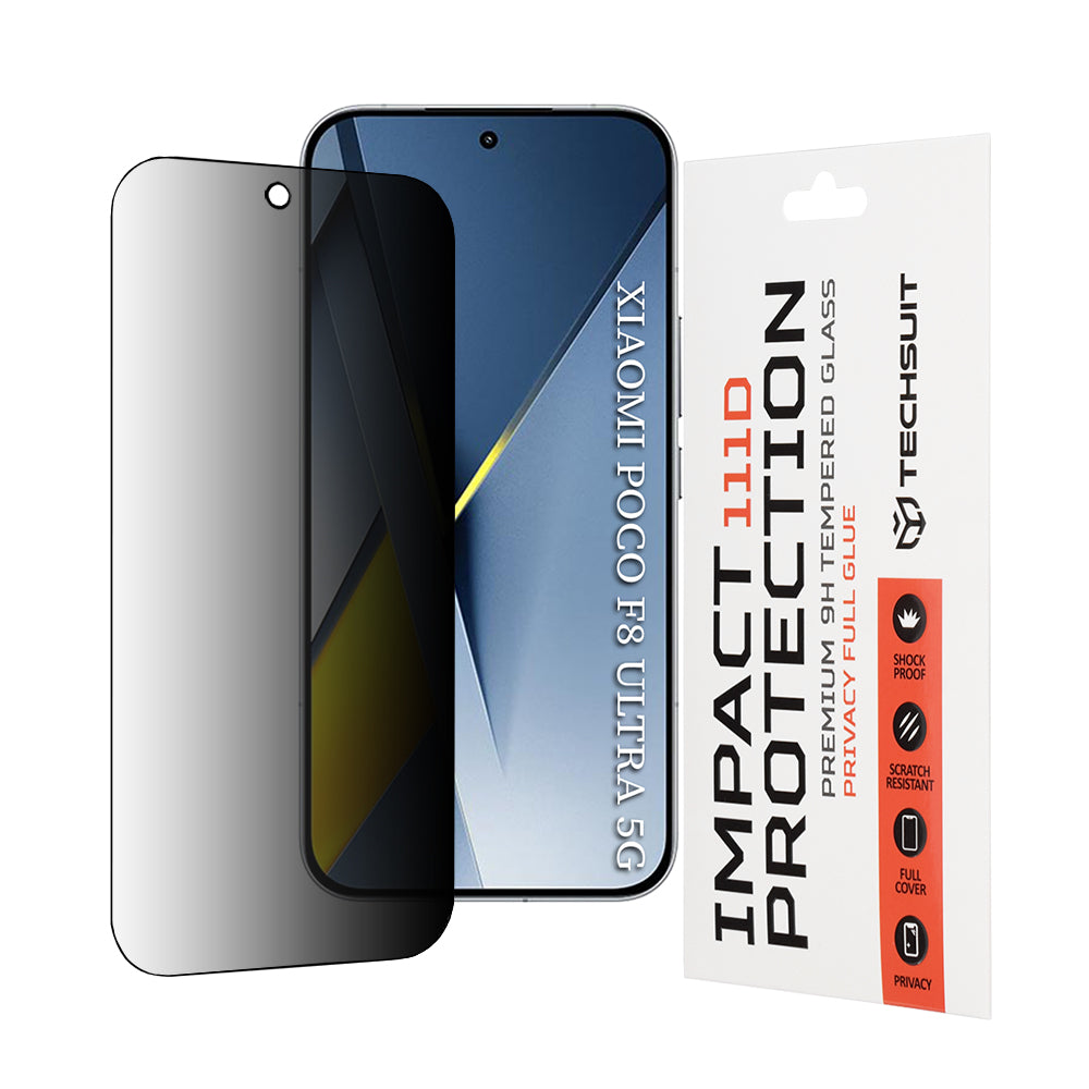 Schutzfolie Privacy Techsuit für Xiaomi Poco F8 Ultra, Gehärtetes Glas, Vollkleber, 111D