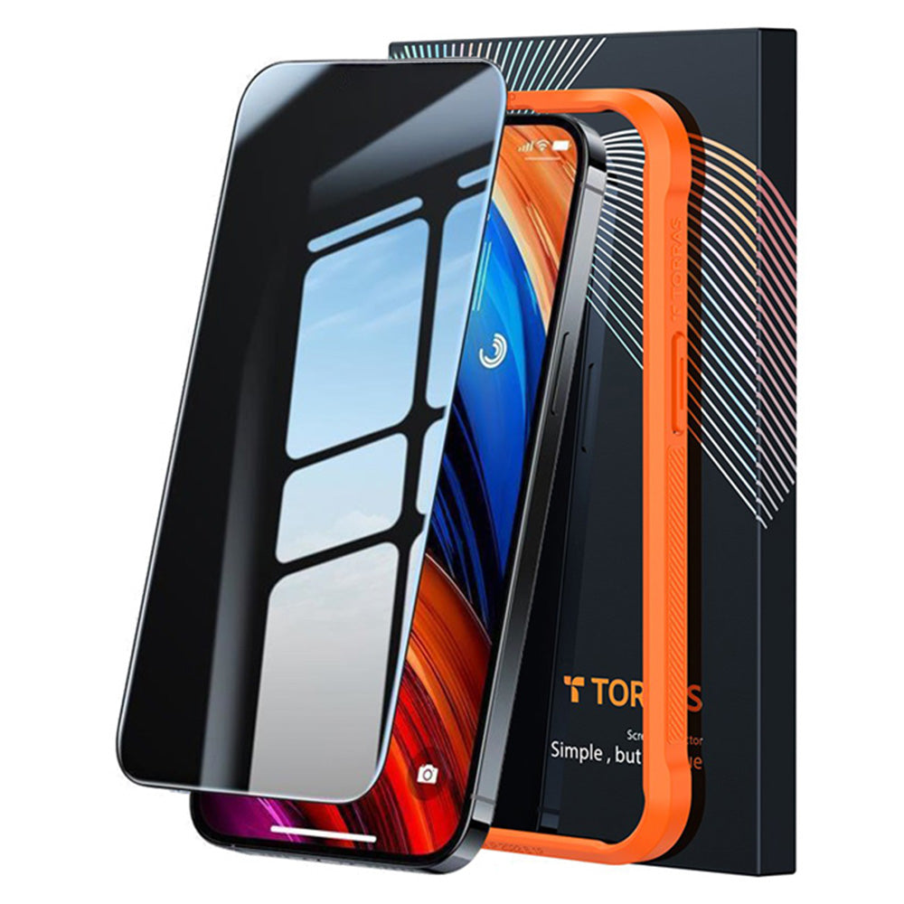 Displayschutzfolie Privacy Torras GlassGo Epic für Apple iPhone 15 Pro Max, Gehärtetes Glas, Vollverklebung
