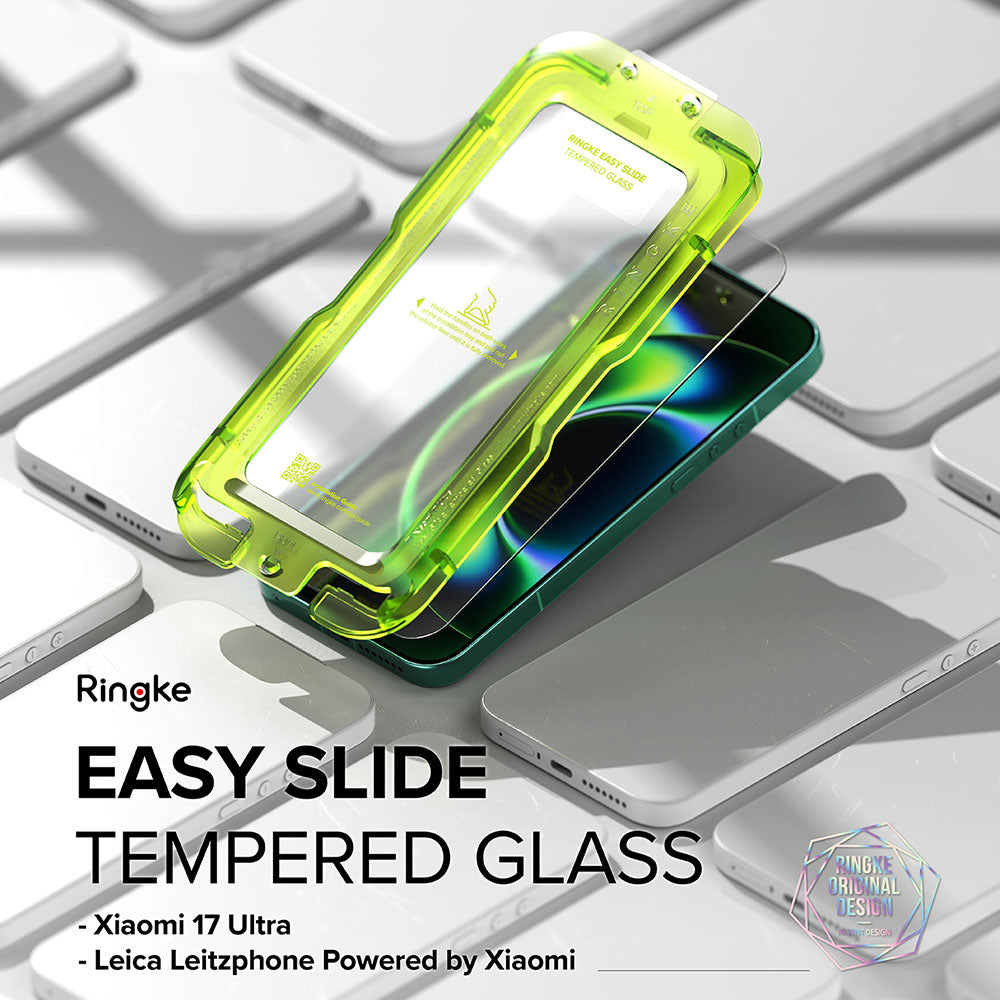 Ringke Easy Slide Displayschutzfolie für Xiaomi 17 Ultra, gehärtetes Glas, Full Glue, 2 Stück Set