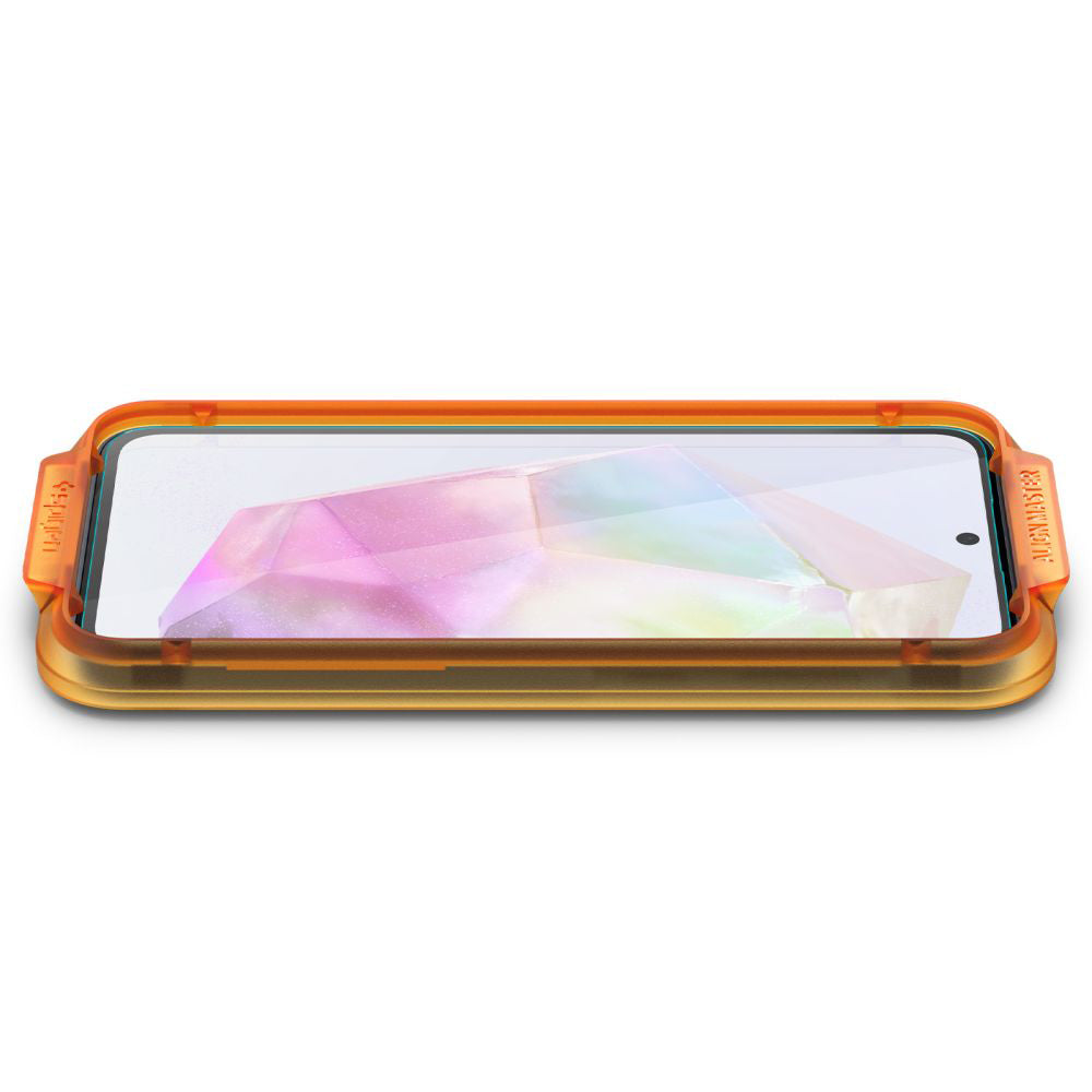Schutzfolie Spigen GlastR Align Master für Samsung Galaxy M35 / A35 5G A356, gehärtetes Glas, Vollkleber, Set mit 2 Stück AGL07772