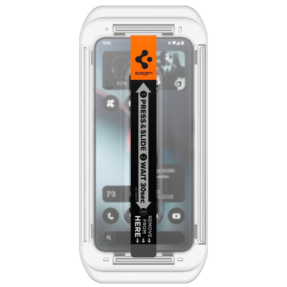 Schutzfolie Spigen GlastR EZ FIT für Nothing Phone (3), gehärtetes Glas, Full Glue, Set mit 2 Stück AGL10165