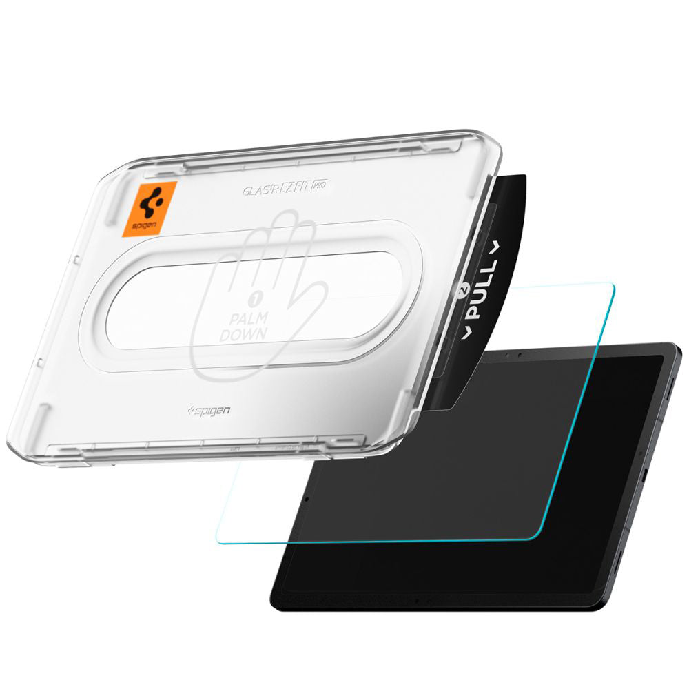 Displayschutzfolie Spigen GlastR EZ FIT Pro für Samsung Galaxy Tab S11, gehärtetes Glas, Full Glue AGL10198