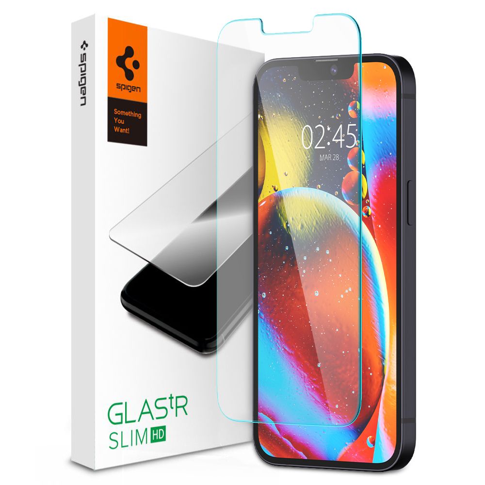 Schutzfolie Spigen GlastR Slim für Apple iPhone 17e / 16e / 14 / 13 Pro, gehärtetes Glas, Full Glue AGL03391