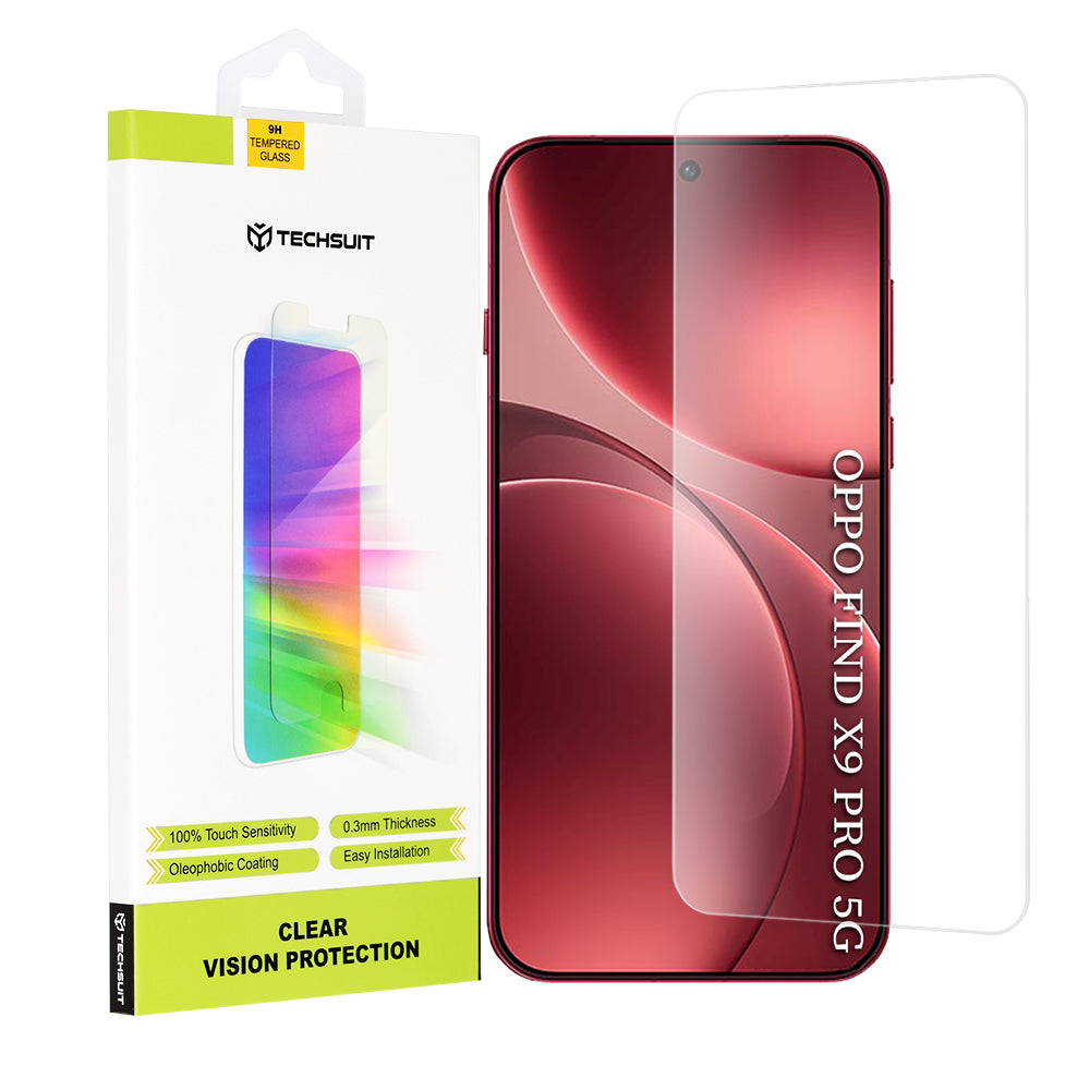 Schutzfolie Techsuit Clear Vision für Oppo Find X9 Pro, gehärtetes Glas, Vollkleber