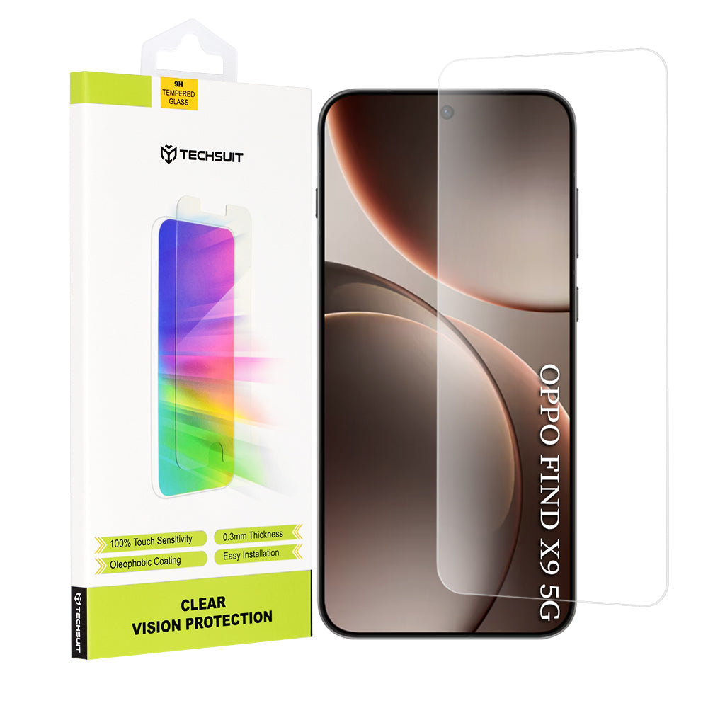 Schutzfolie Techsuit Clear Vision für Oppo Find X9, gehärtetes Glas, Vollkleber
