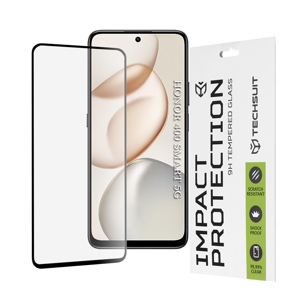 Techsuit Screen Protector for Honor 400 Smart 4G / X7d 4G / 400 Smart 5G / X7c / 200 Smart, Tempered Glass, Full Glue, 111D, Black