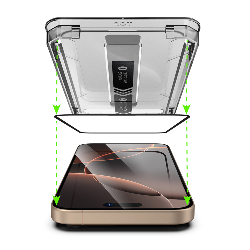 Schutzfolie Techsuit TitanGlass für Apple iPhone 17 / 16 Pro, gehärtetes Glas, Full Glue, Schwarz