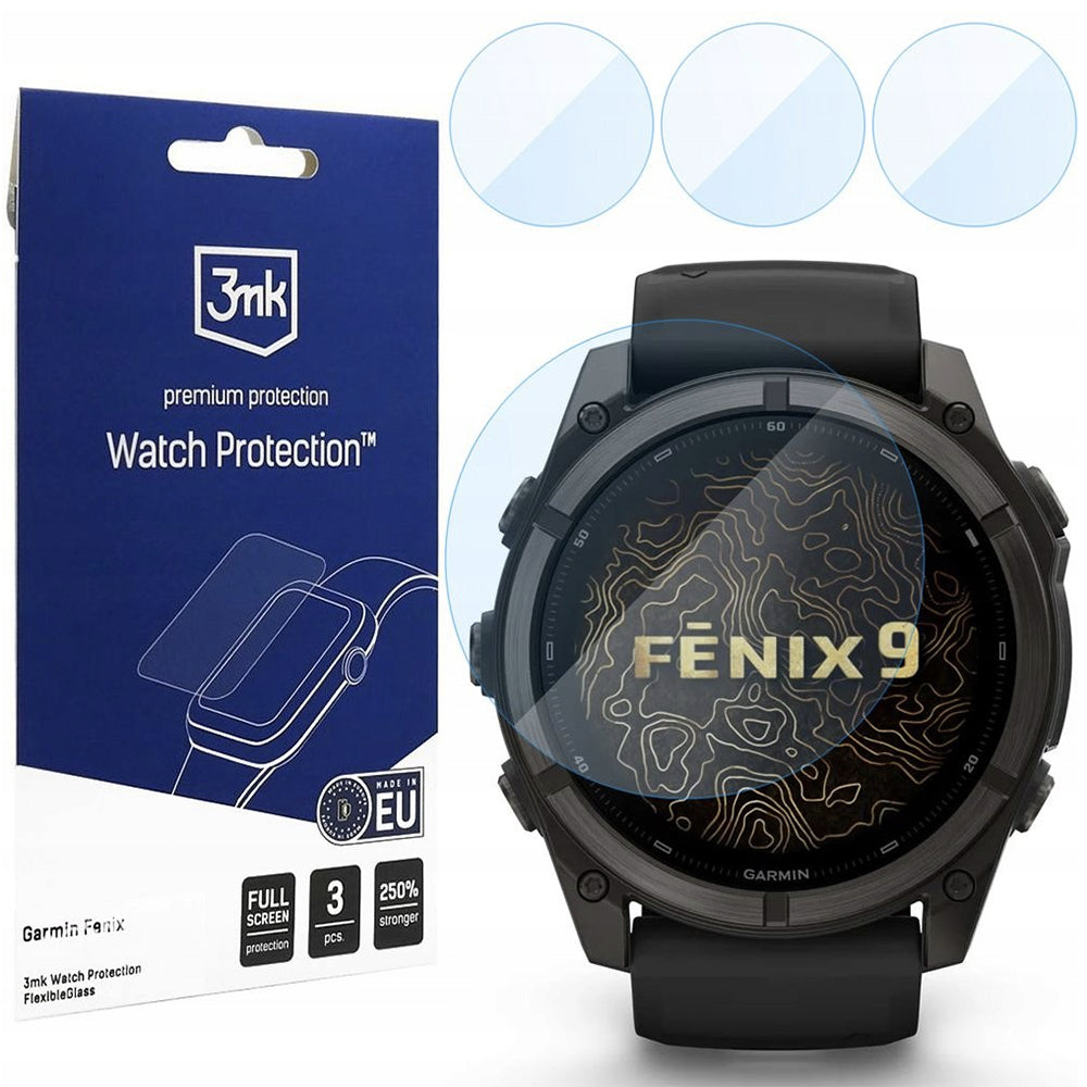 3MK FlexibleGlass Schutzfolie für Garmin Fenix 9 51mm, 3er Set, Flexibles Glas