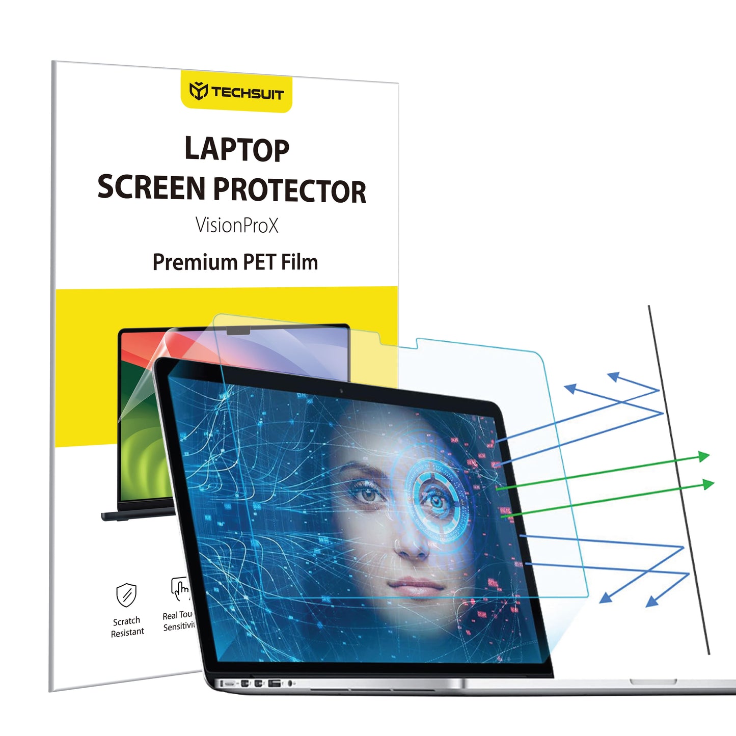 Blaulichtschutzfolie Techsuit VisionProX für Apple MacBook Air M3 15 Zoll (2024) / Air M2 15 Zoll (2023), Kunststoff