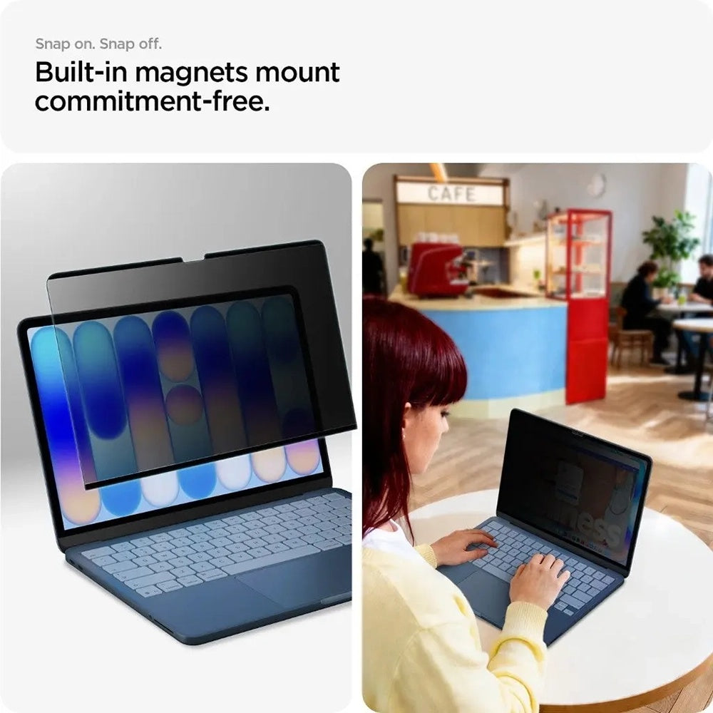 Privacy-Schutzfolie Spigen Safe View Magnetic für Apple MacBook Neo 13 Zoll, Kunststoff AFL11670