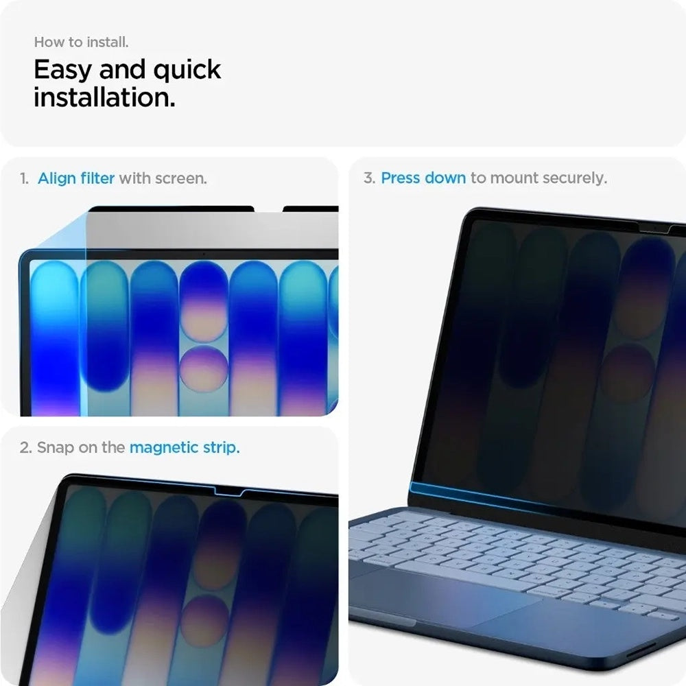 Privacy-Schutzfolie Spigen Safe View Magnetic für Apple MacBook Neo 13 Zoll, Kunststoff AFL11670