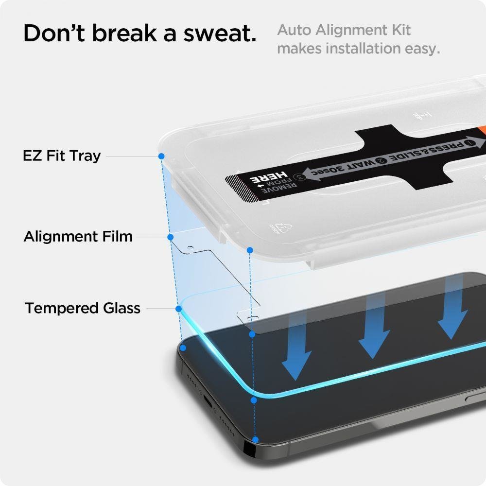 Spigen GlastR EZ FIT HD Screen Protector for Apple iPhone 17e / 16e / 14 / 13 Pro, Tempered Glass, Full Glue AGL03724