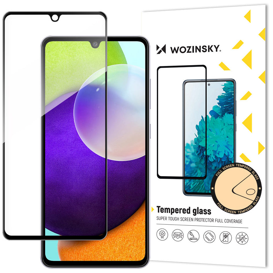 Schutzfolie WZK für Samsung Galaxy A33 5G A336, gehärtetes Glas, vollflächiger Kleber, Schwarz