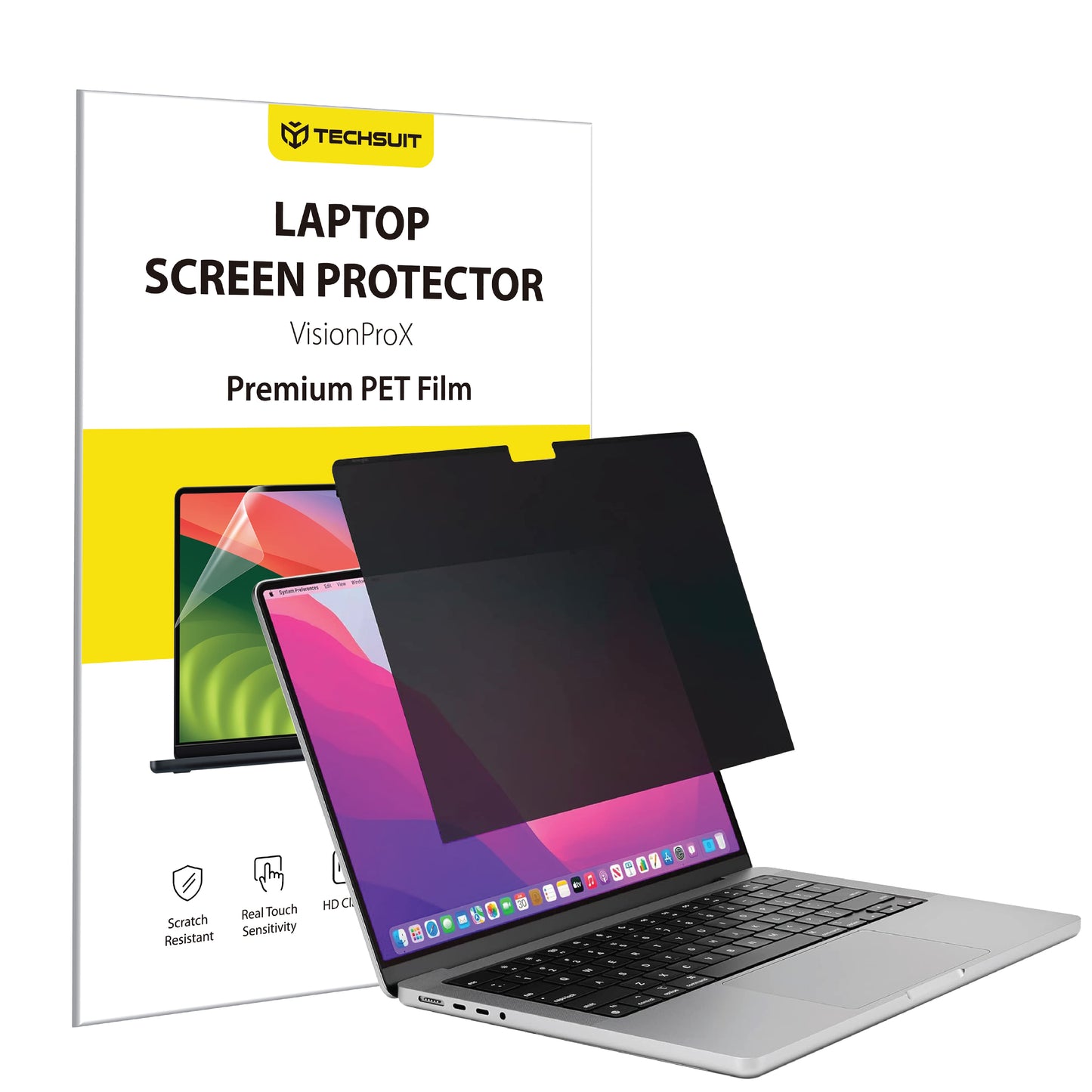 Privacy Screen Protector Techsuit VisionProX for Apple MacBook Pro 13inch (2022) / (2020) / (2019) / (2018) / (2016), Plastic