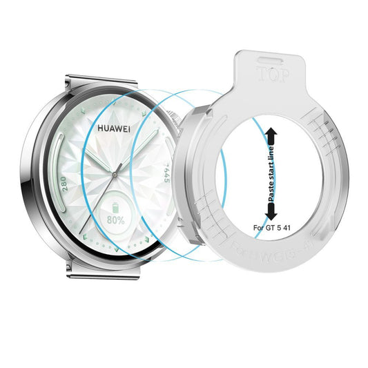 Schutzfolie Tech-Protect Easy Set+ für Huawei Watch GT 5 41mm, Set 2 Stück, Gehärtetes Glas