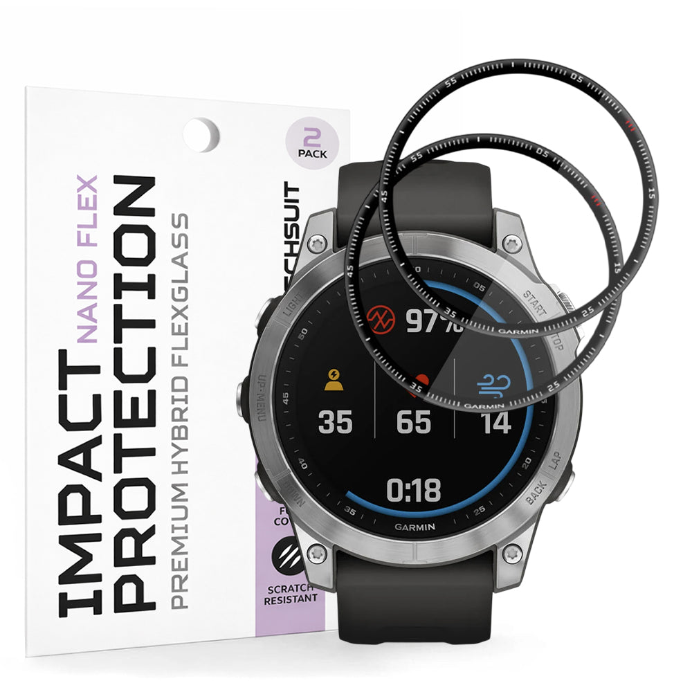 Schutzfolie Techsuit Nano Flex für Garmin Fenix 7, Set 2 Stück, Kunststoff, Schwarz