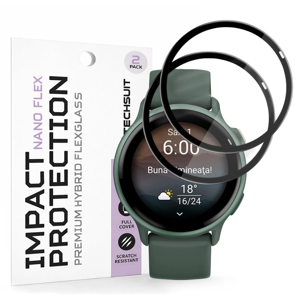 Schutzfolie Techsuit Nano Flex für Garmin vivoactive 6, Set 2 Stück, Kunststoff, Schwarz