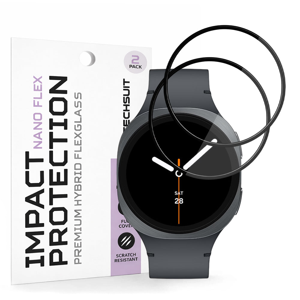 Schutzfolie Techsuit Nano Flex für Samsung Galaxy Watch8 40mm, Set 2 Stück, Kunststoff, Schwarz
