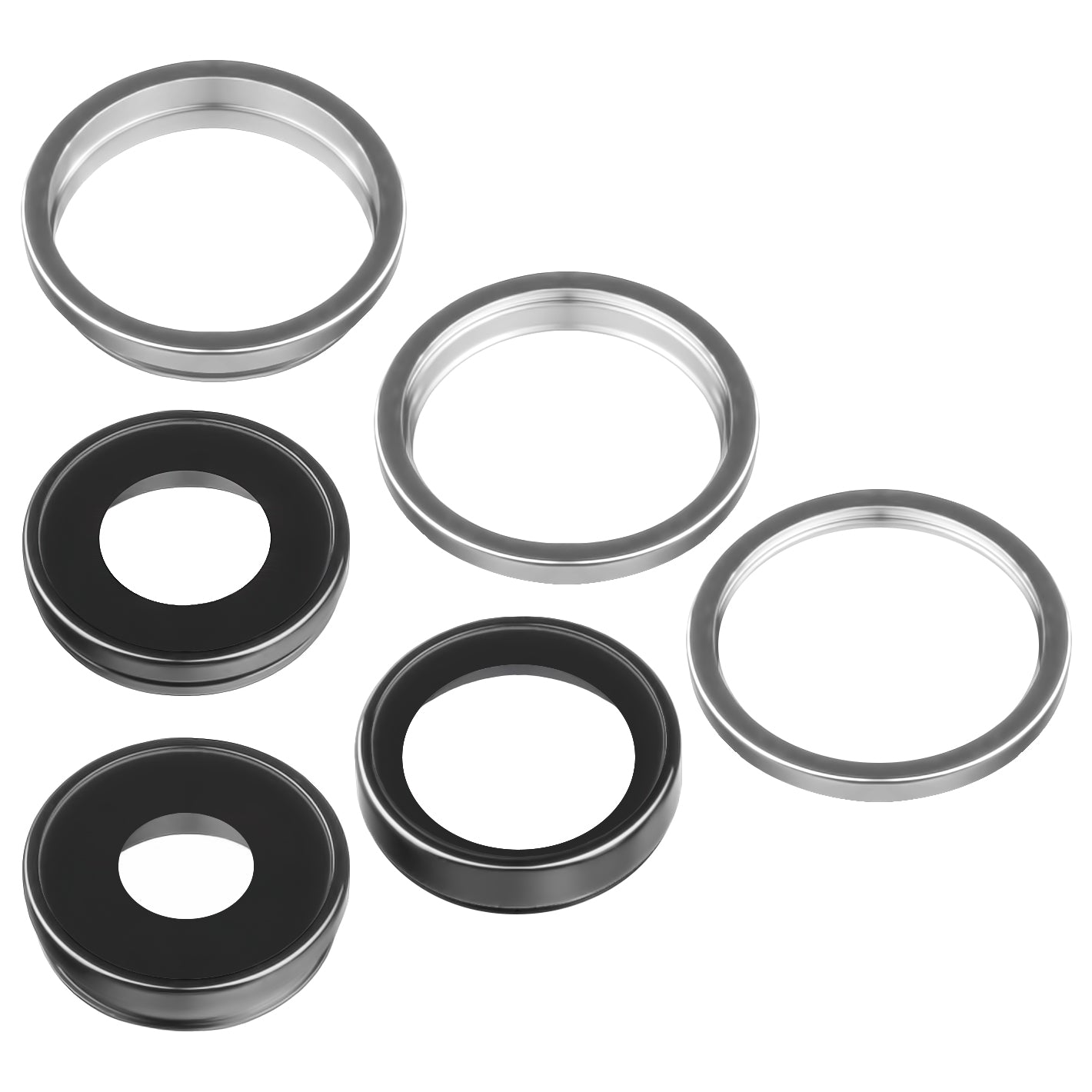 Rückkamera Glas Set für Apple iPhone 14 Pro Max / 14 Pro | Wide+UltraWide+Telephoto | mit Rahmen | Silber