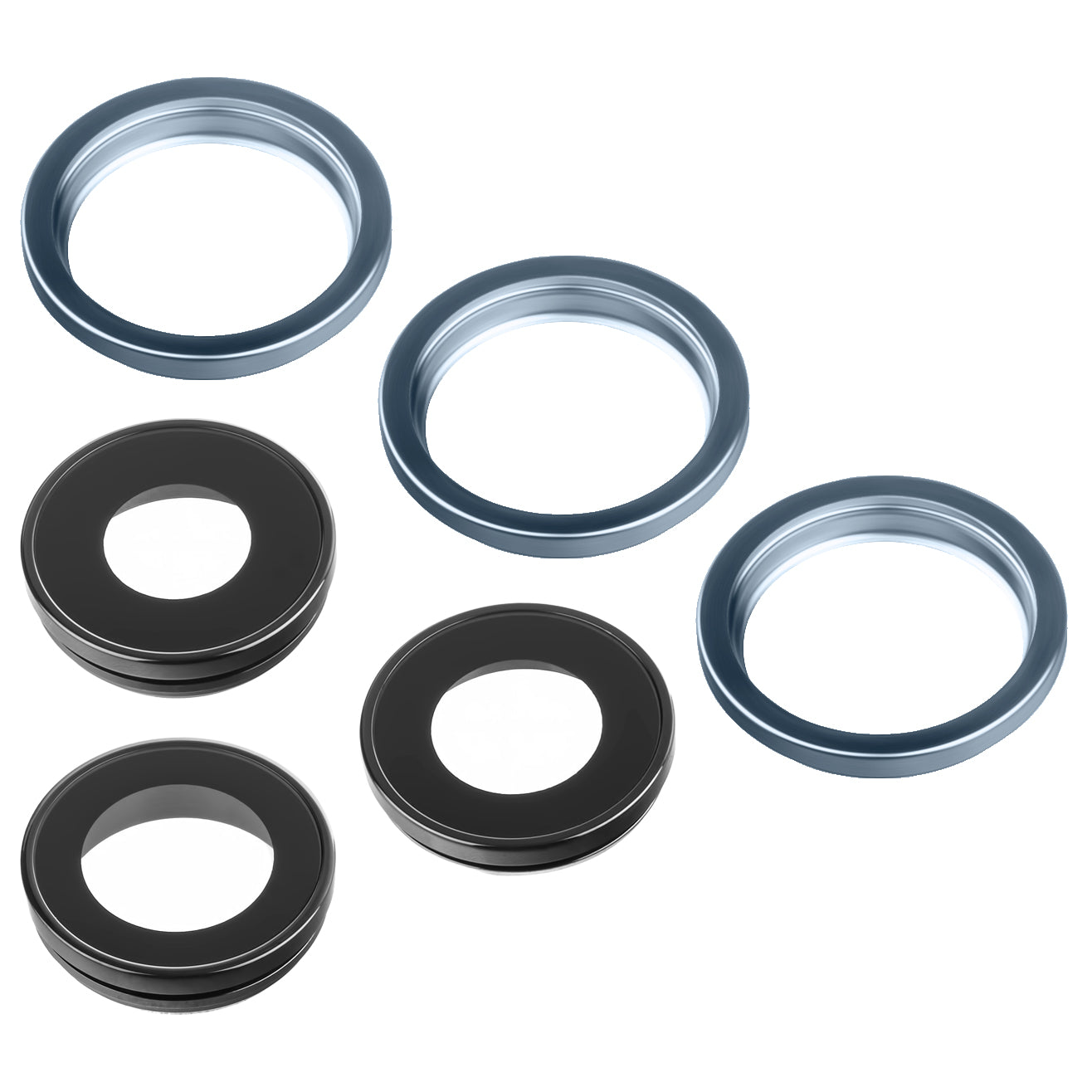 Rückkamera Glas Apple iPhone 12 Pro Max, Wide + UltraWide + Telephoto, mit Rahmen, Blau