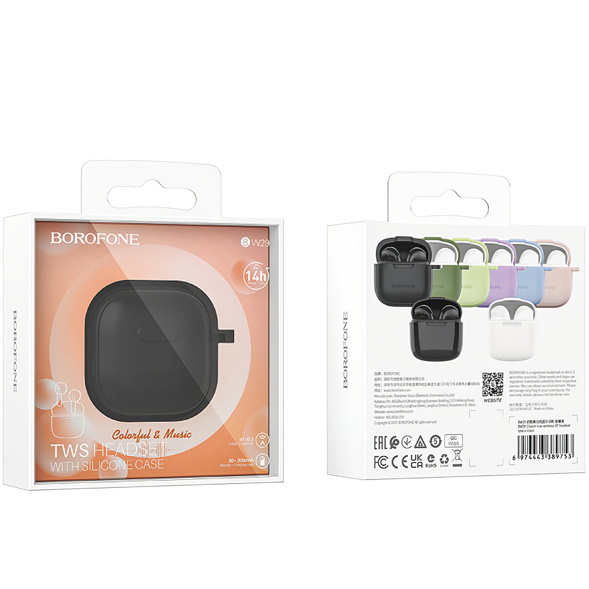 Handsfree Bluetooth Headset BW29, TWS, Black