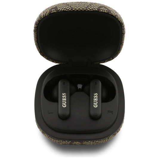 Handsfree Bluetooth Guess 4G Classic Metal Logo, TWS, Braun