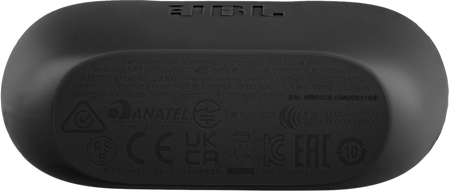 Bluetooth-Freisprecheinrichtung JBL Wave Buds, TWS, Schwarz JBLWBUDSBLK