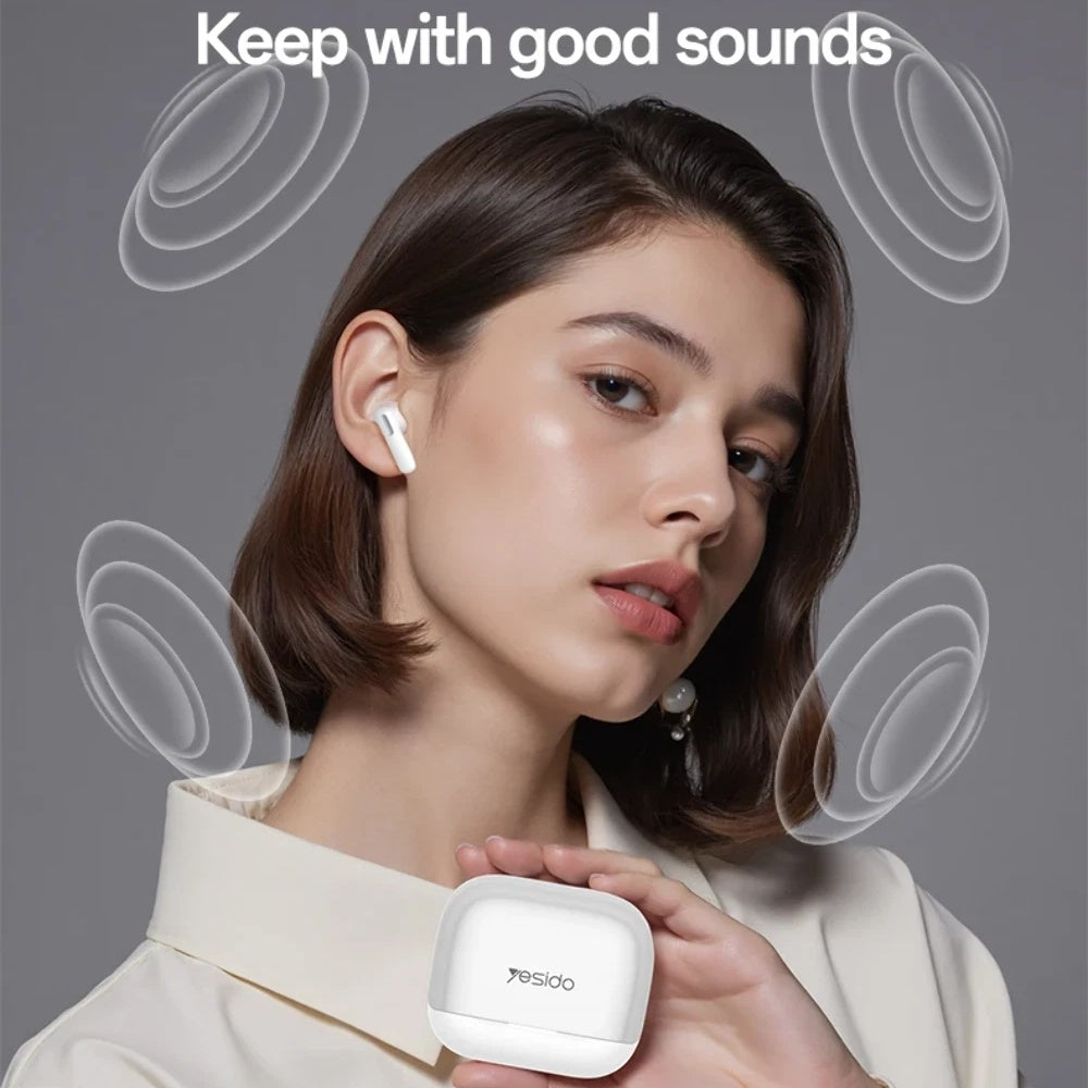 Handsfree Bluetooth Yesido TWS34, TWS, ANC, White