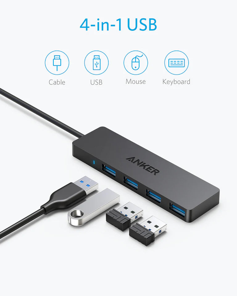 USB-Hub Anker, 4 x USB-A 3.0, Schwarz A7516016