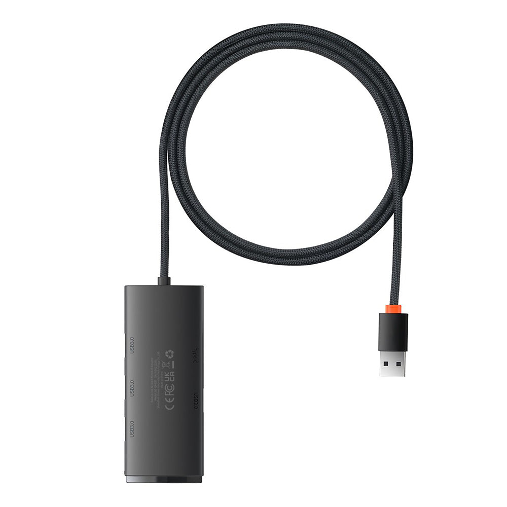 Baseus Lite USB-Hub, 4 x USB-A 3.0 - 1 x USB-C, 1m, Schwarz WKQX030101