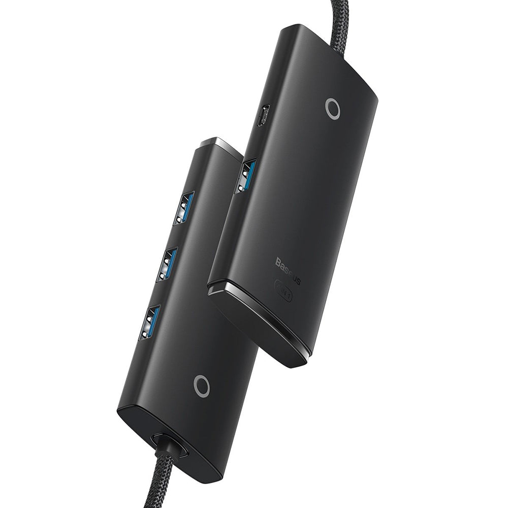 Baseus Lite USB-Hub, 4 x USB-A 3.0 - 1 x USB-C, 1m, Schwarz WKQX030101
