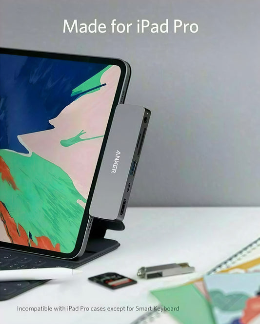 USB-C Hub Anker PowerExpand Direct für Apple iPad Pro 11 / Pro 12.9, 1 x USB-C - 1 x USB-A - 1 x HDMI - 1 x 3,5mm Klinke - 1 x SD - 1 x microSD, Grau