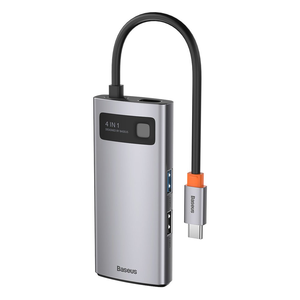 Baseus Metal Gleam USB-C Hub, 2 x USB-A - 1 x USB-C - 1 x HDMI, Gray Resealed CAHUB-CY0G