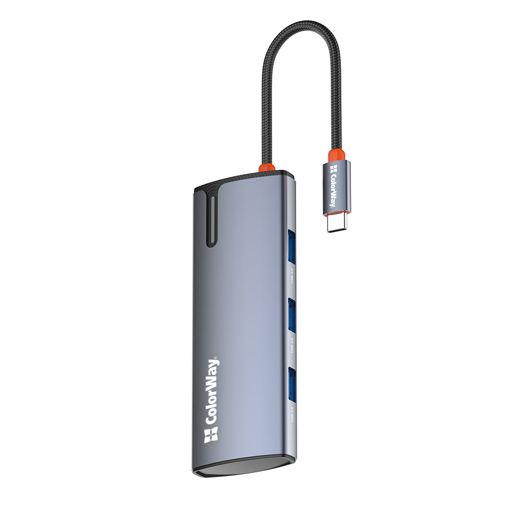 USB-C Hub ColorWay CW-HUB01, 5in1, Silber