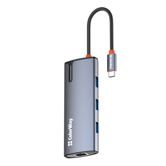 USB-C Hub ColorWay CW-HUB02, 6in1, Silber