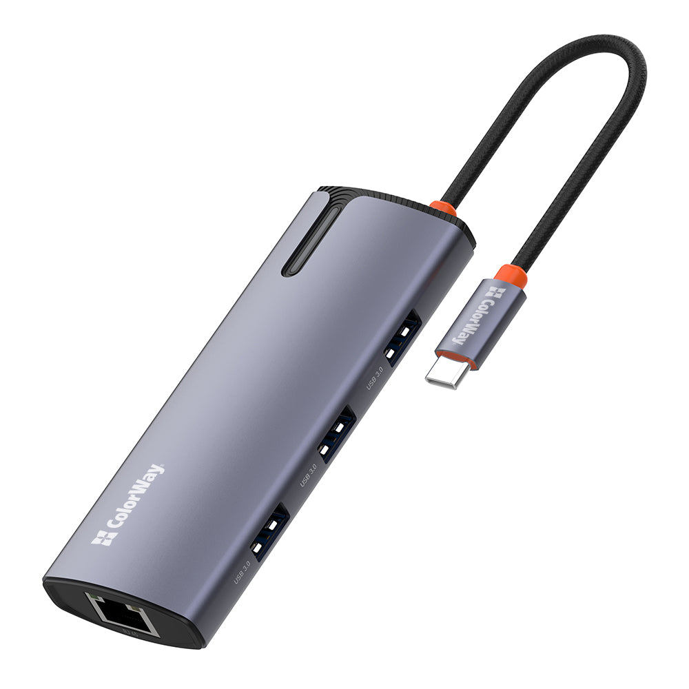 USB-C Hub ColorWay CW-HUB03, 6in1, Silber