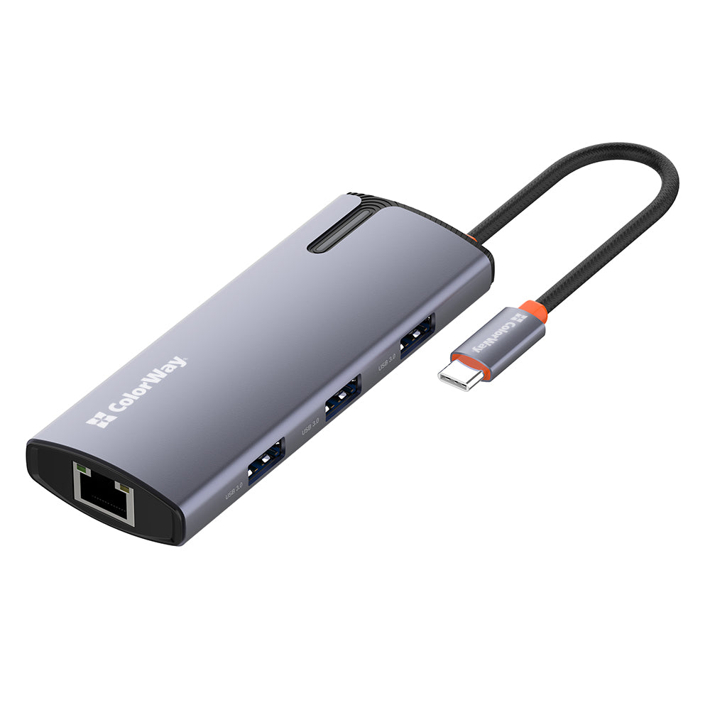 USB-C Hub ColorWay CW-HUB03, 6in1, Silber