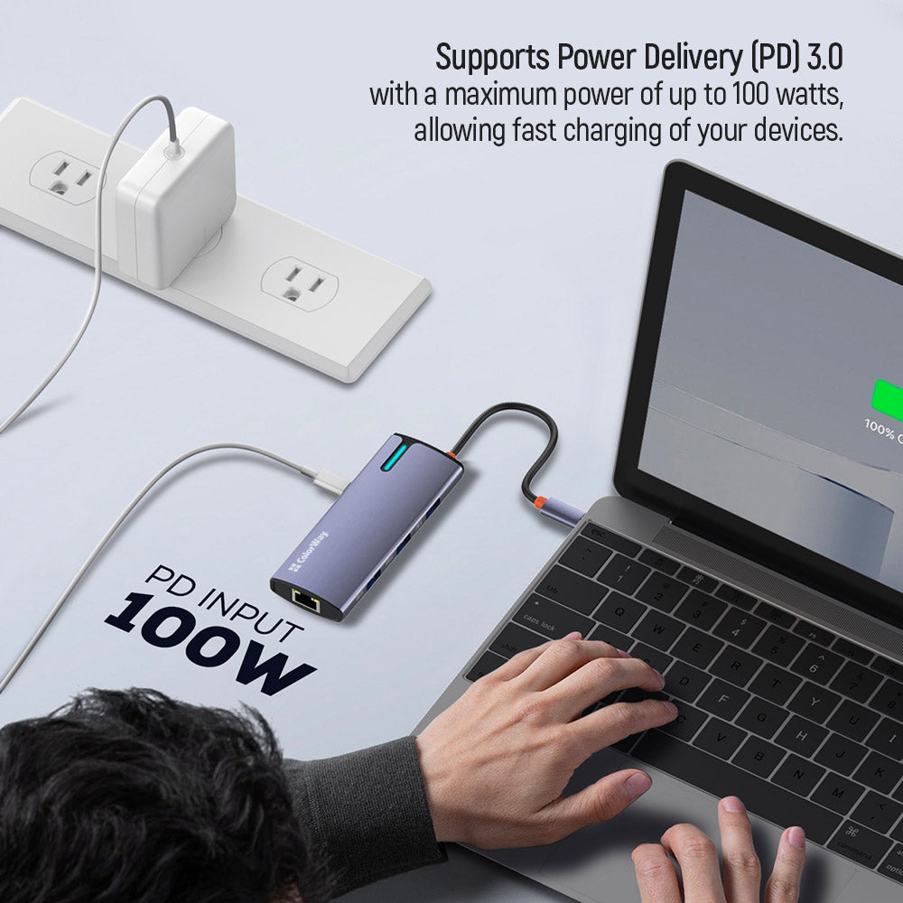 USB-C Hub ColorWay CW-HUB03, 6in1, Silber