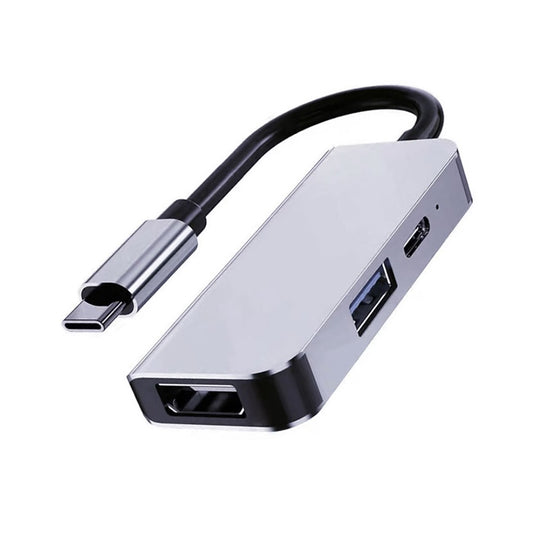 USB-C Hub Techsuit H4 TurboChargeX, 3in1, Grau