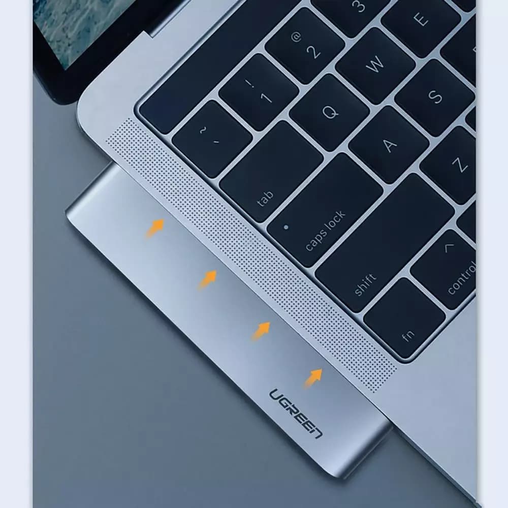 UGREEN CM251 USB-C Hub für Apple MacBook Pro / Air, 3 x USB-A 3.0 - 1 x USB-C - 1 x SD - 1 x microSD, Grau