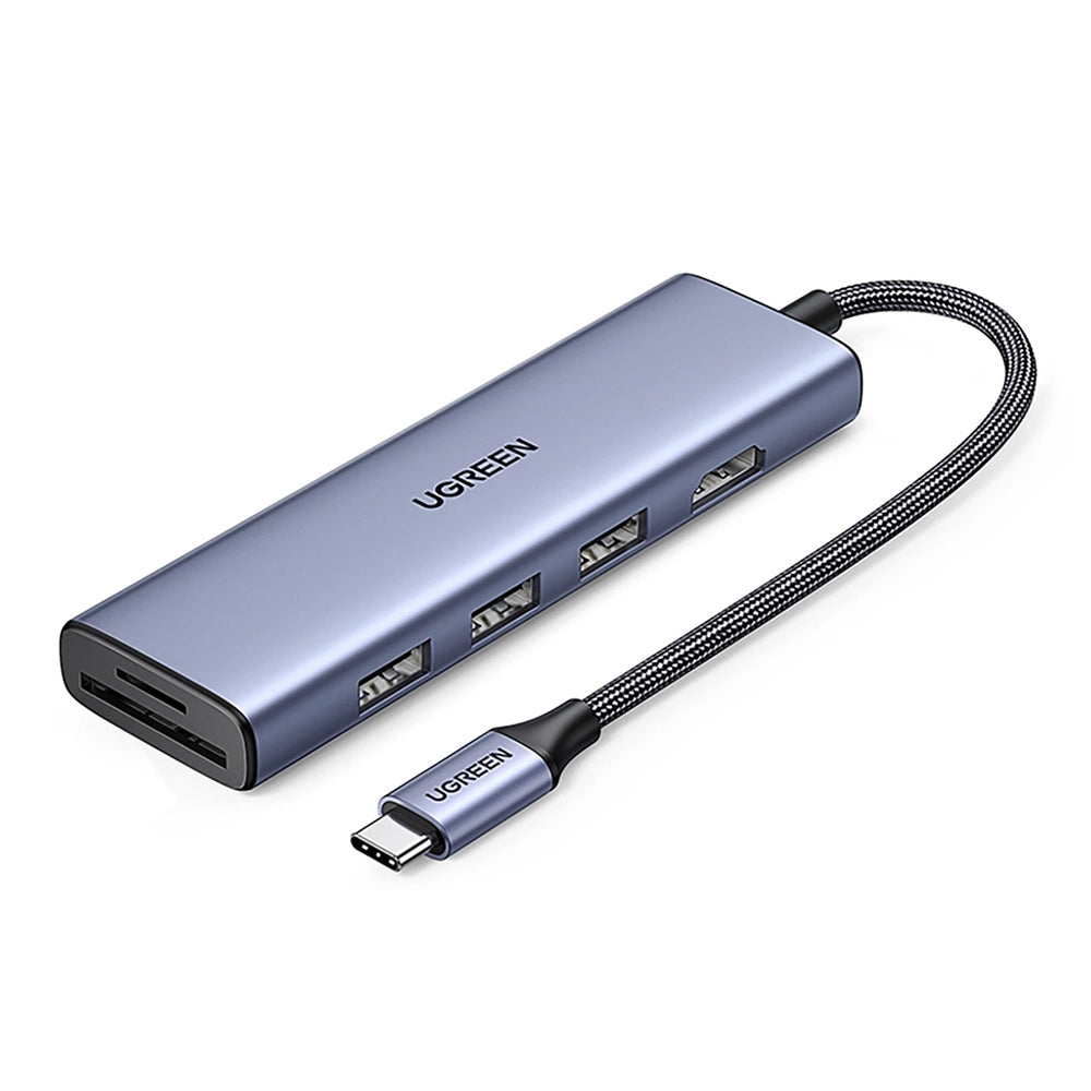 Hub USB-C UGREEN CM511 (20956A), 3 x USB-A 3.0 - 1 x HDMI - 1 x SD - 1 x microSD, Grau