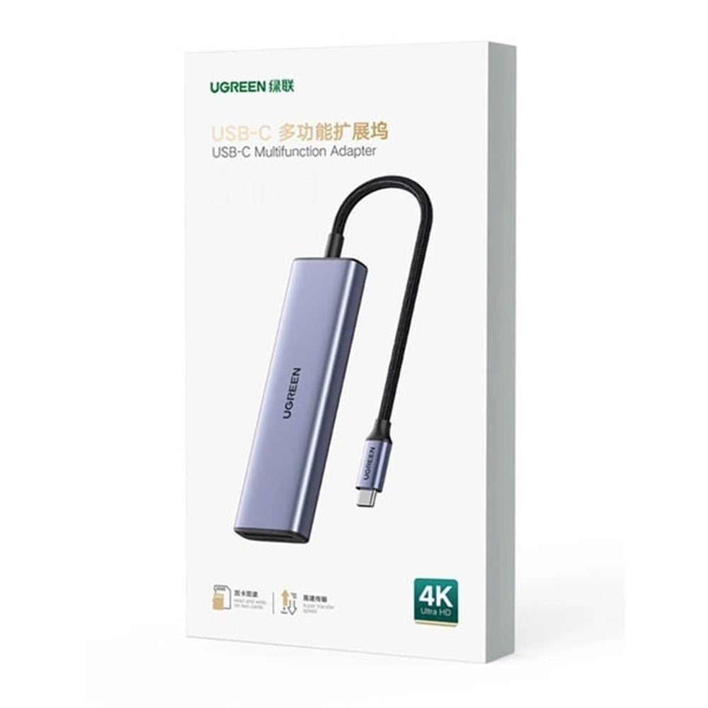 Hub USB-C UGREEN CM511 (20956A), 3 x USB-A 3.0 - 1 x HDMI - 1 x SD - 1 x microSD, Grau