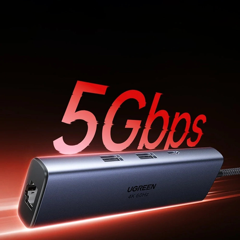 Hub USB-C UGREEN CM512 (75643), 6in1, Grau