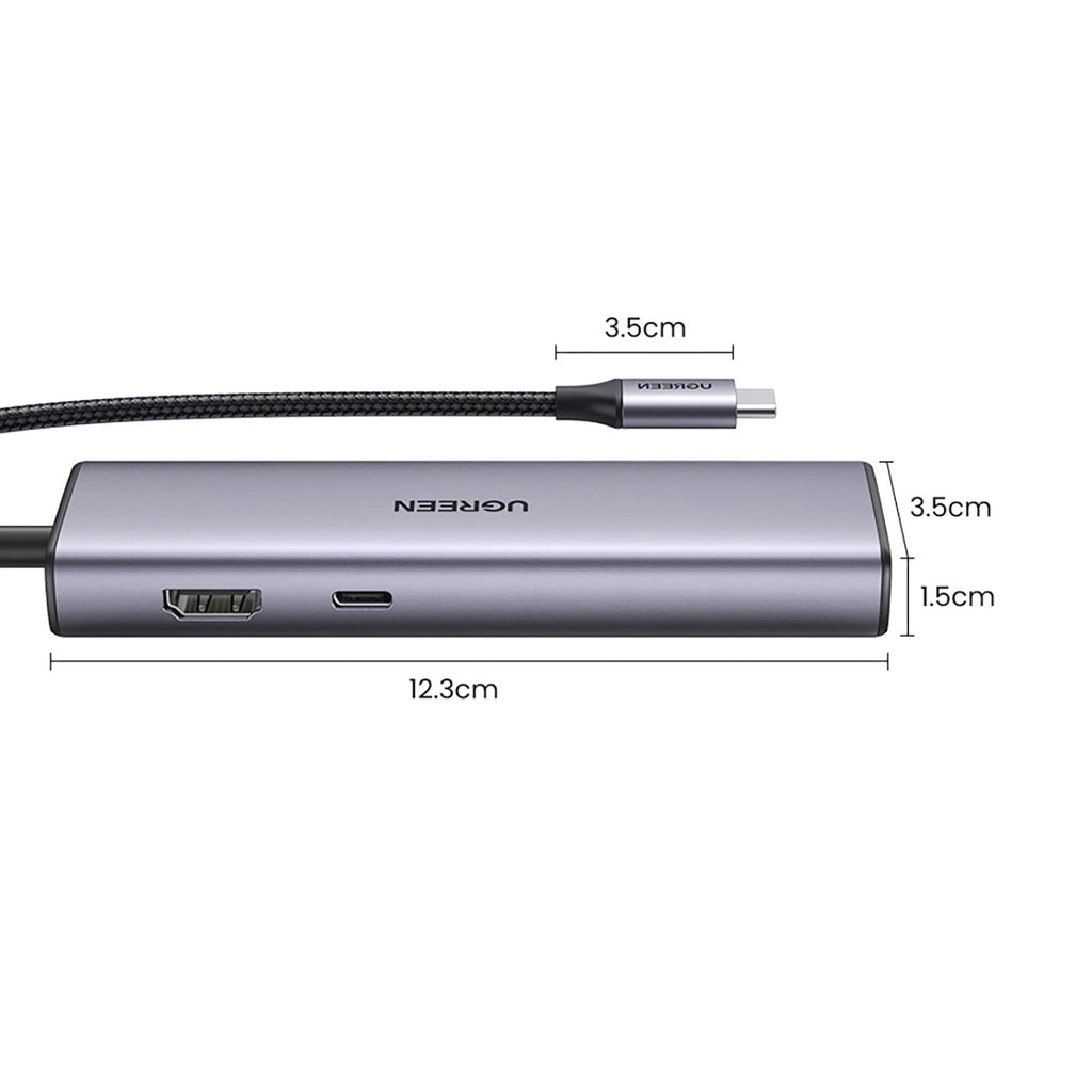 Hub USB-C UGREEN CM512 (90568), 2 x USB-A 3.0 - 1 x USB-C - 1 x HDMI - 1 x RJ45 - 1 x SD - 1 x microSD, Grau