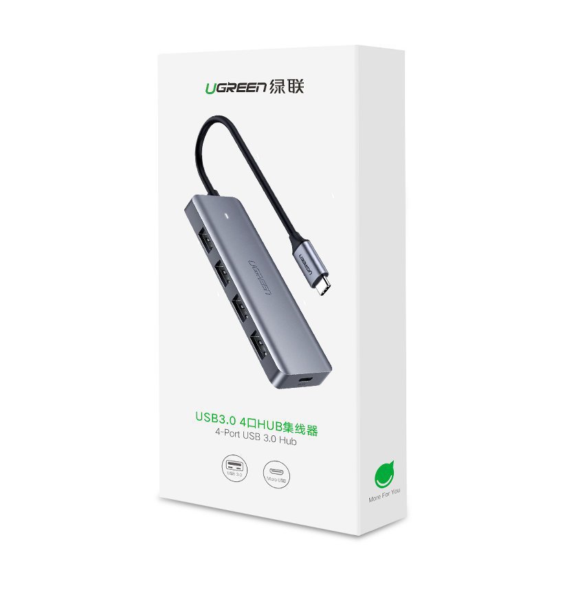 UGREEN CM219 USB-C Hub, 4 x USB-A 3.0 - 1 x USB-C, Gray