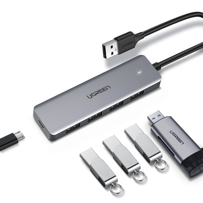 USB-Hub UGREEN CM219, 4 x USB-A 3.0 - 1 x USB-C, Grau