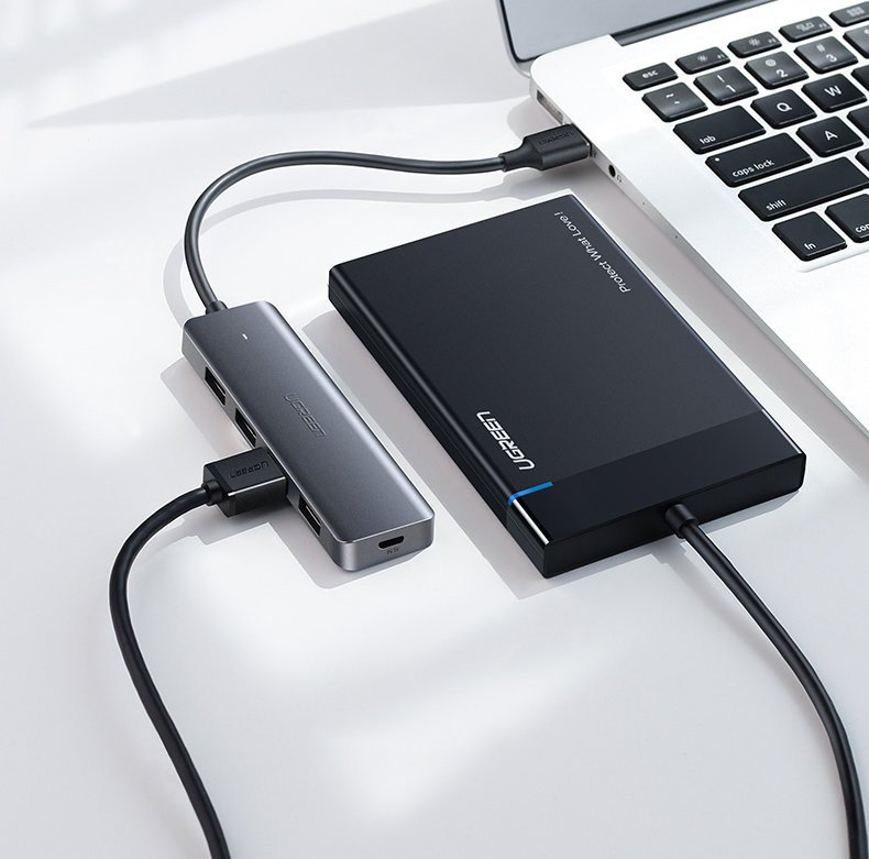 USB-Hub UGREEN CM219, 4 x USB-A 3.0 - 1 x USB-C, Grau