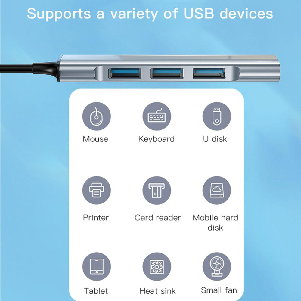 USB-Hub Yesido HB18, 4in1, Grau