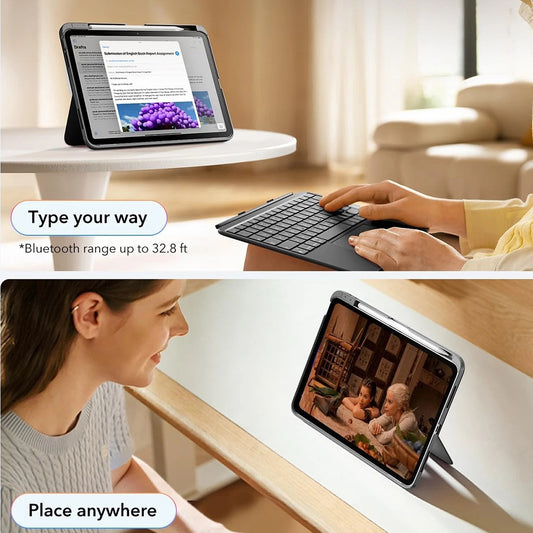 Tastaturhülle für Apple iPad (2025) / (2022), ESR, Flex, Grau